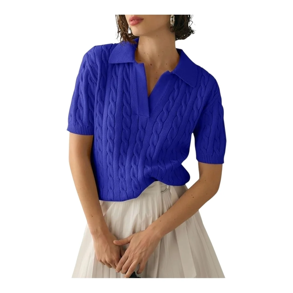 IMILY BELA - Large Saphire Blue Short Sleeve Sweater - Picture 7 of 7
